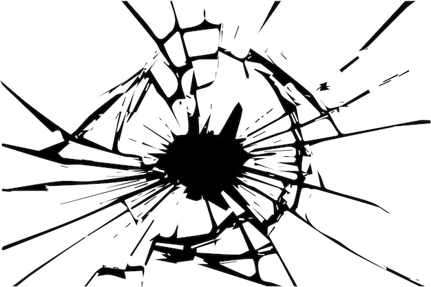 Broken glass or mirror black texture on white background