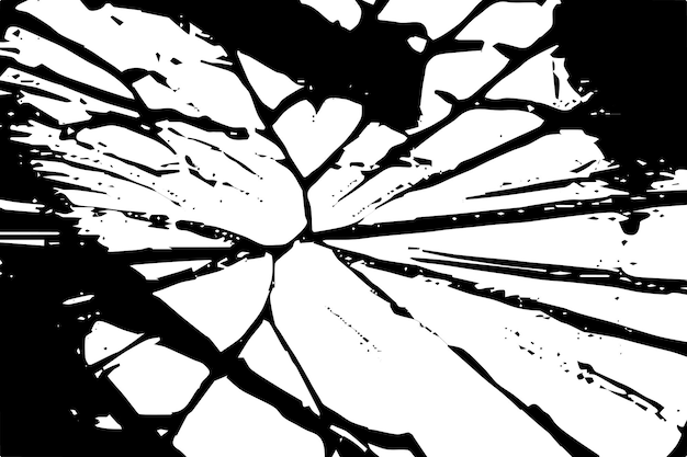 Broken glass or mirror black texture on white background