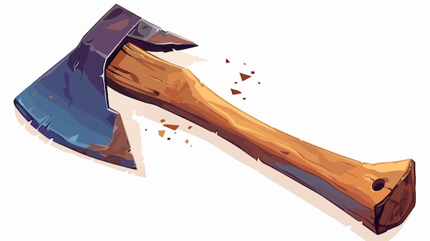 a broken hammer with a blue background and a blue and brown color