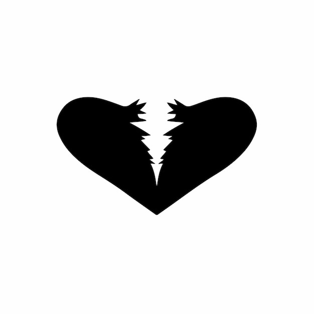 Broken Heart Symbol Icon Logo Love Decal Stencil Tattoo Design Flat Vector Illustration