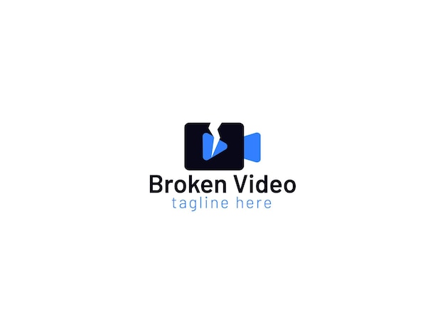 Broken video logo design vector illustration