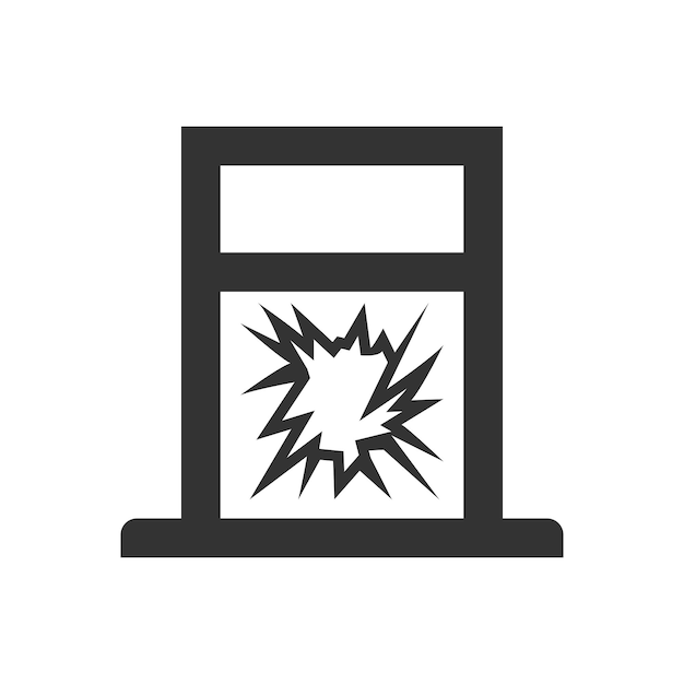 Broken window black icon Vector illustration flat design