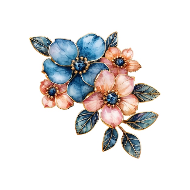 brooch jewelry vector illustration in watercolor style