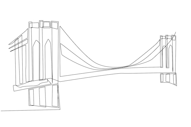 Brooklyn Bridge New York United States line art