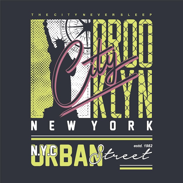 brooklyn city text frame typography vector illustration abstract graphic