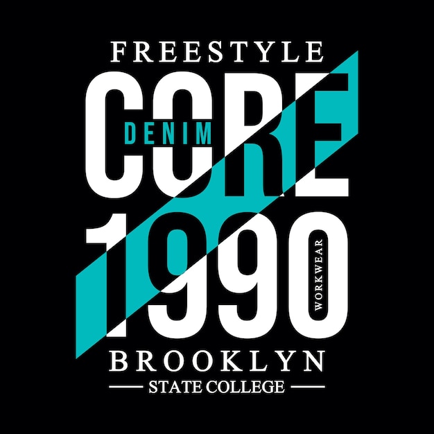 Brooklyn core denim typography design t shirt ready to print premium vector