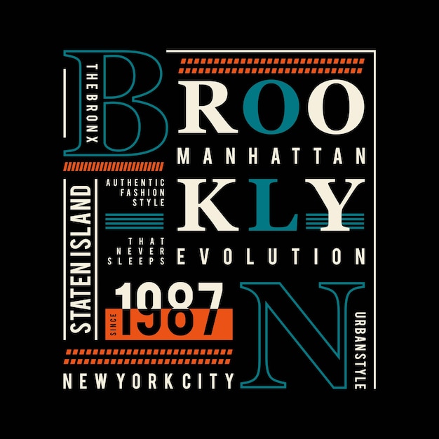 Brooklyn graphic typography design for print t shirt