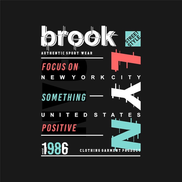 brooklyn new york city graphic t shirt design typography vector illustration casual style