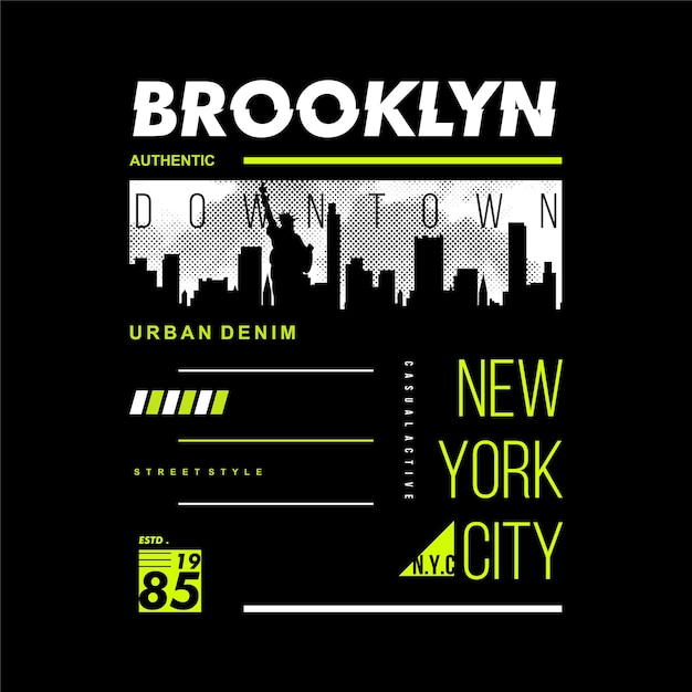 brooklyn new york city graphic typography vector print t shirt