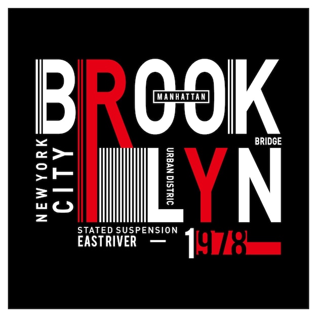 Brooklyn New York City typography design for tshirt print