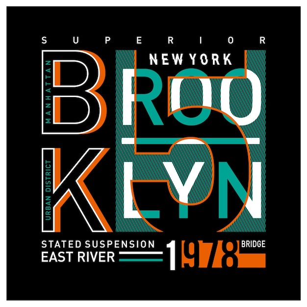 Brooklyn new york city with number graphic typography design t shirt vector