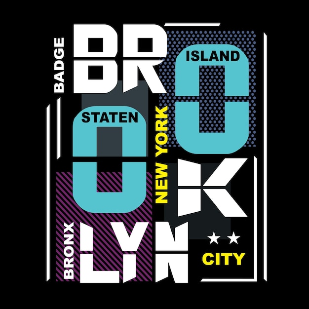 Brooklyn tee graphic typography for print t shirt illustration vector art vintage