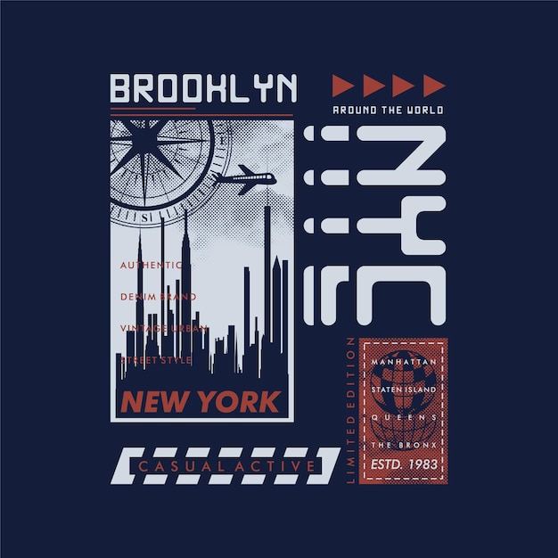 brooklyn traveling abstract graphic typography vector for t shirt print