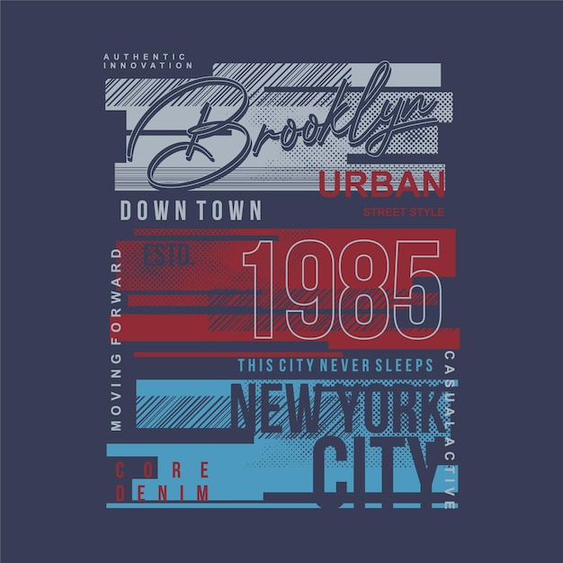 brooklyn urban street style abstract flat graphic typography vector print