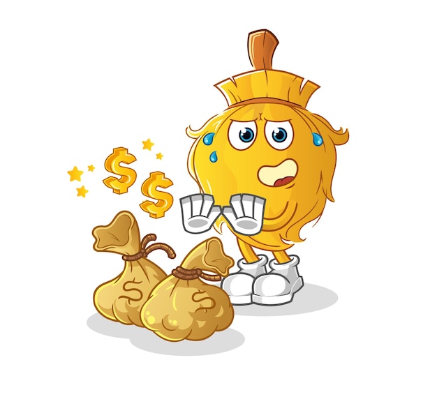 Broom refuse money illustration. character vector