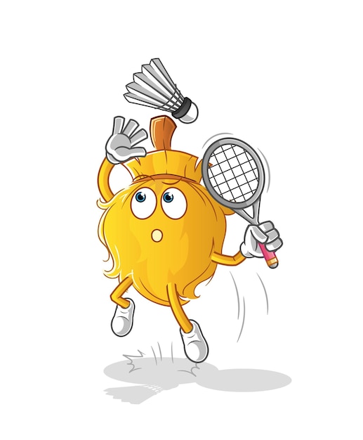 Broom smash at badminton cartoon cartoon mascot vector