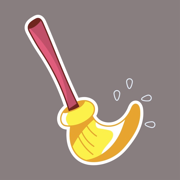 Broom vector cartoon sticker isolated on background