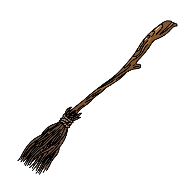 Broom for a witch sketch on a white background isolated image