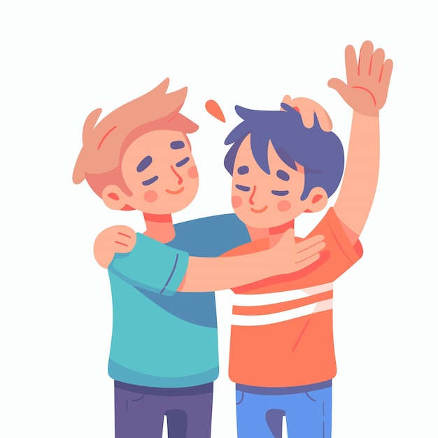 brother admire each other vector illustrations on white background