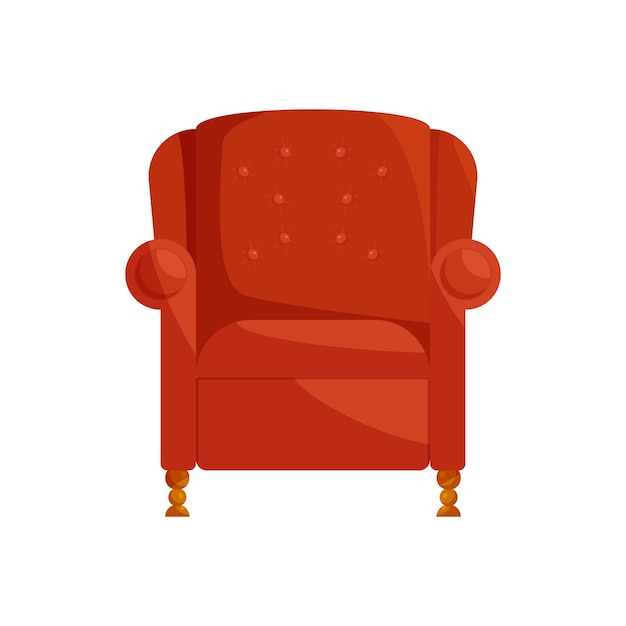 Brown armchair icon in cartoon style on a white background