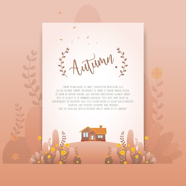 Brown Autumn Floral Beautiful Gradient Flowers for Invitation Card