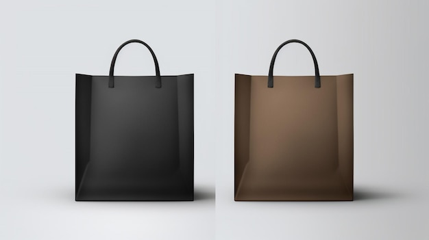 Vector a brown bag with a black handle and a brown bag with a handle