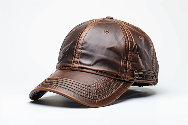 Brown baseball leather cap isolated on white