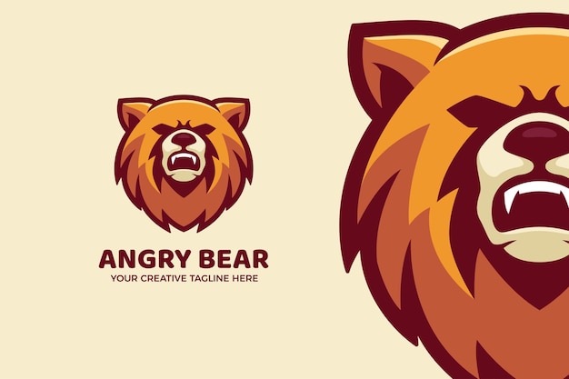 Brown Bear Cartoon Mascot Logo Template