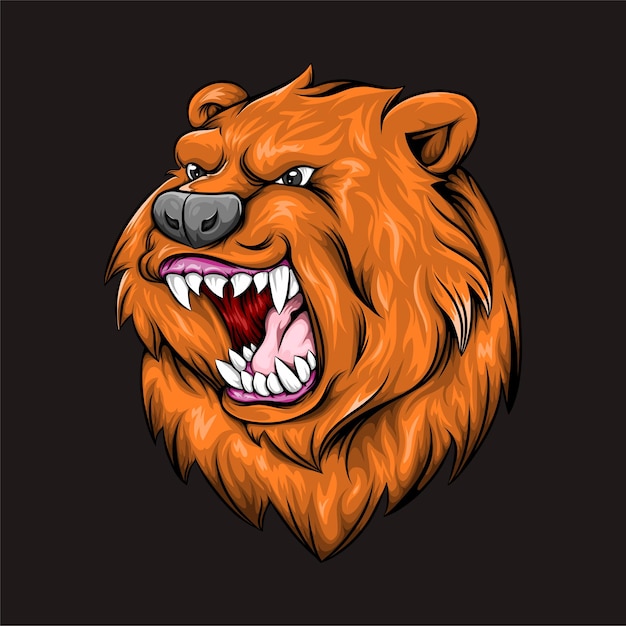 Brown bear head mascot design of illustration