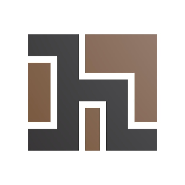 Brown and Black Square Shaped Letter H Icon