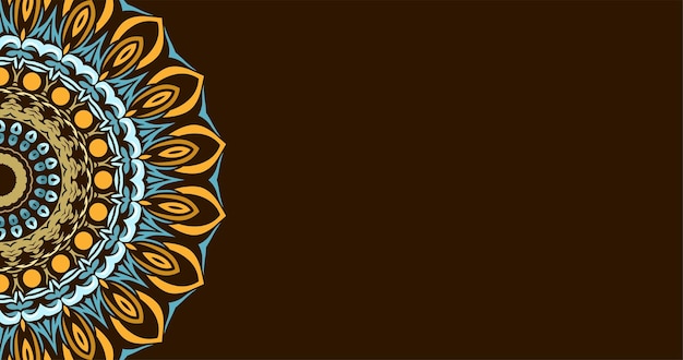 A brown and blue background with a brown background and a blue and orange design.