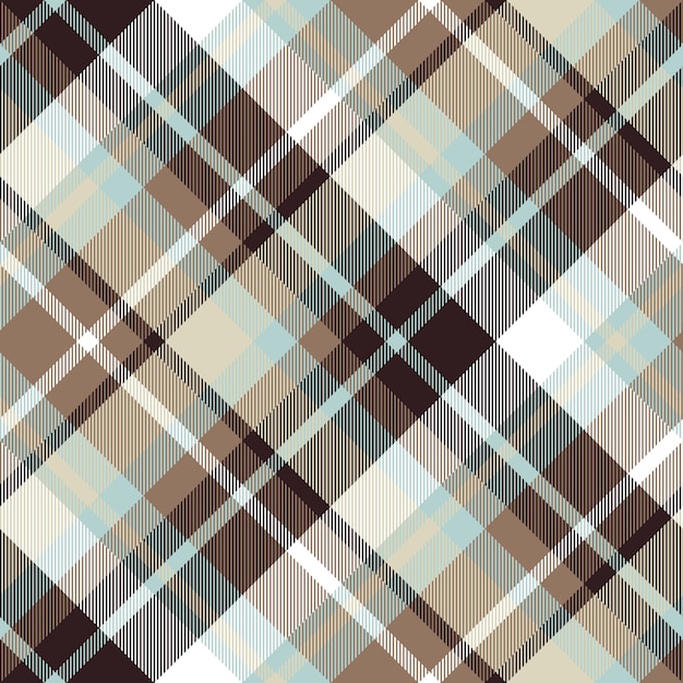 Brown blue diagonal check plaid seamless pattern