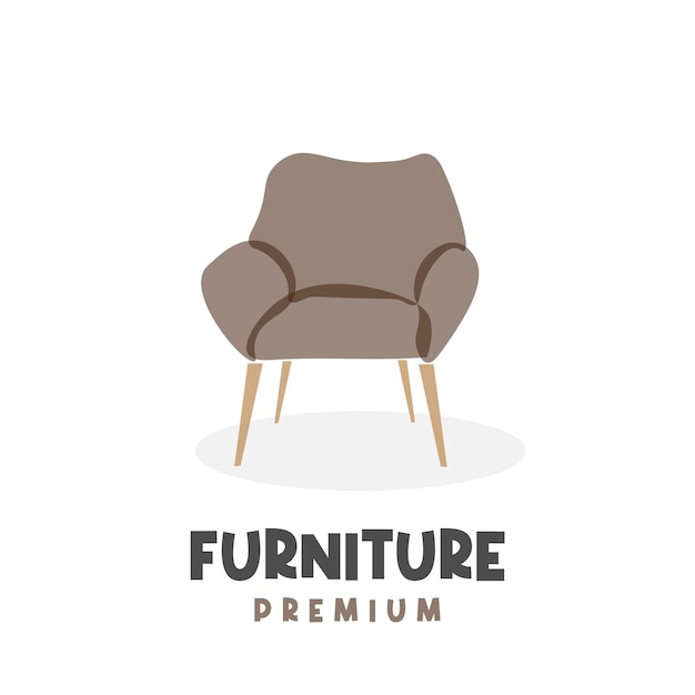 Brown Chair Furniture Illustration Logo with Overlapping Colors