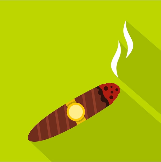 Brown cigar icon Flat illustration of cigar vector icon for web isolated on green background