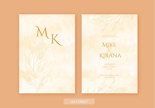 brown classic watercolor wedding invitation