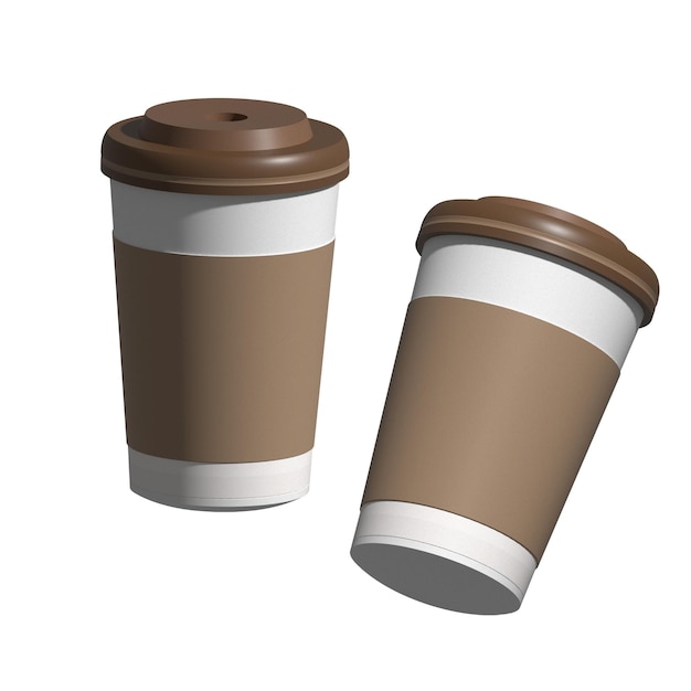 Brown coffee cardboard cup mockup 3D model