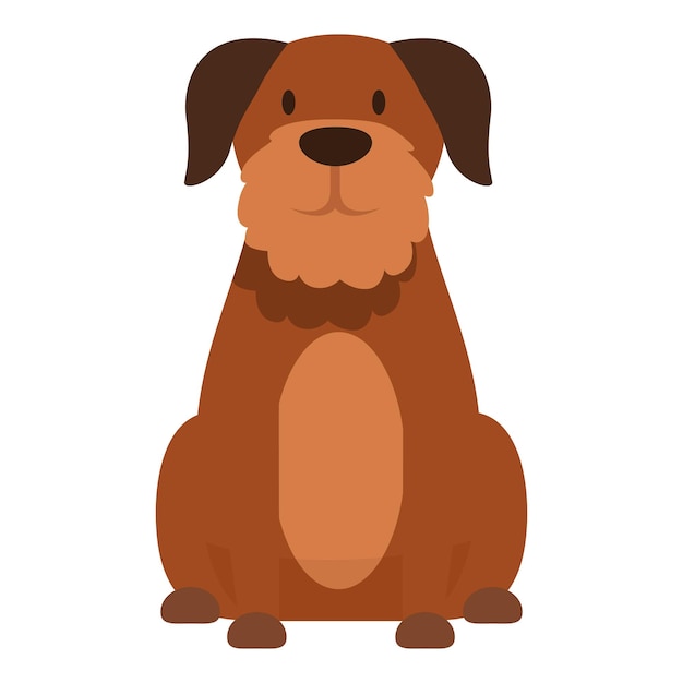 Vector brown dog sitting and looking forward cartoon character