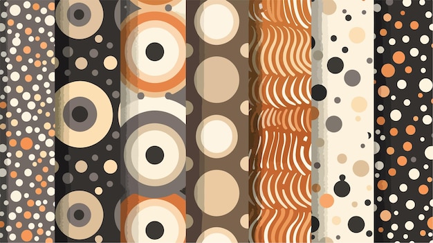 Vector brown dotted seamless patterns with rings for creative projects