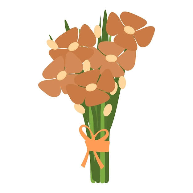 Vector brown flowers bouquet icon cartoon vector bunch bloom