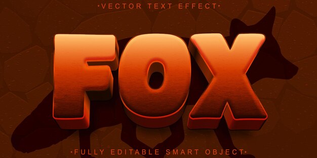 Vector brown fox vector fully editable smart object text effect