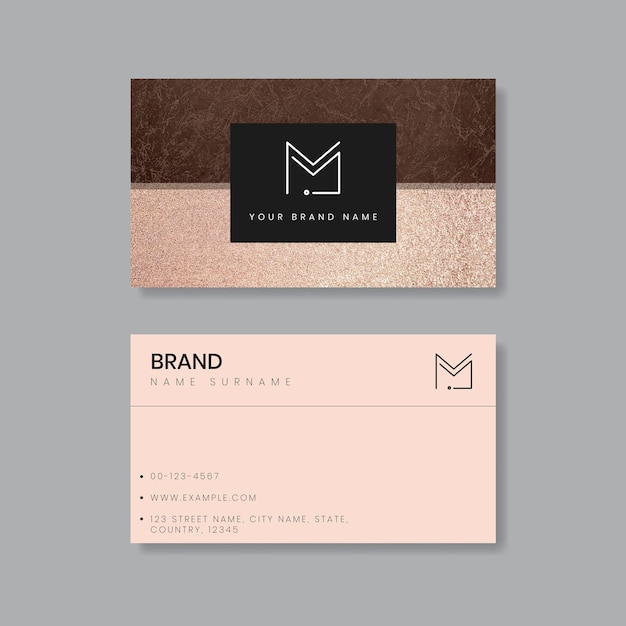 Brown glitter business card vector