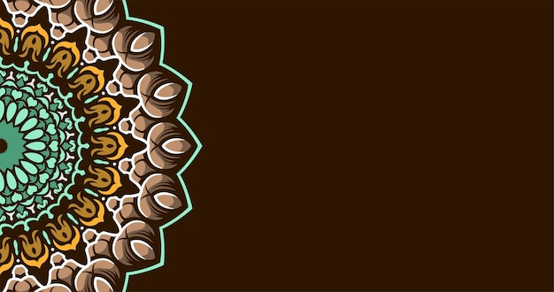 A brown and green background with a brown background and a brown background with a white logo in the middle.