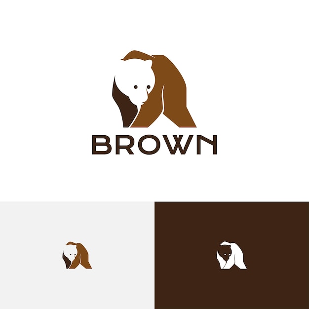 Brown Grizzly Bear Wildlife Nature Negative Logo Template