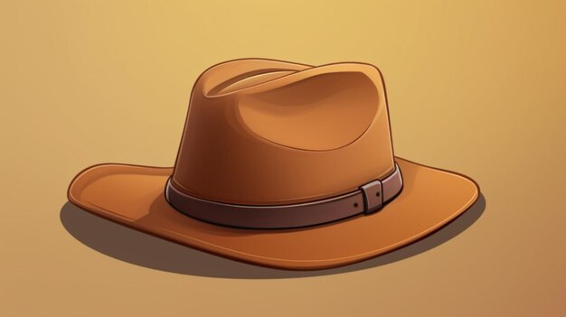 Vector a brown hat with a belt on it is drawn in a cartoon style