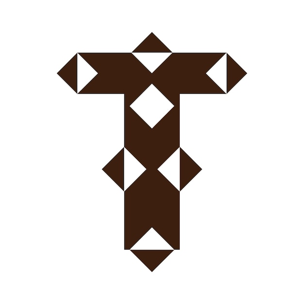 A brown letter t with a pattern on it