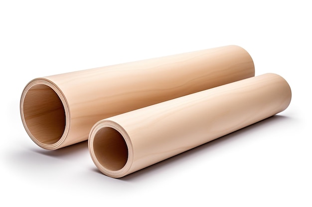 Brown paper roll on white background