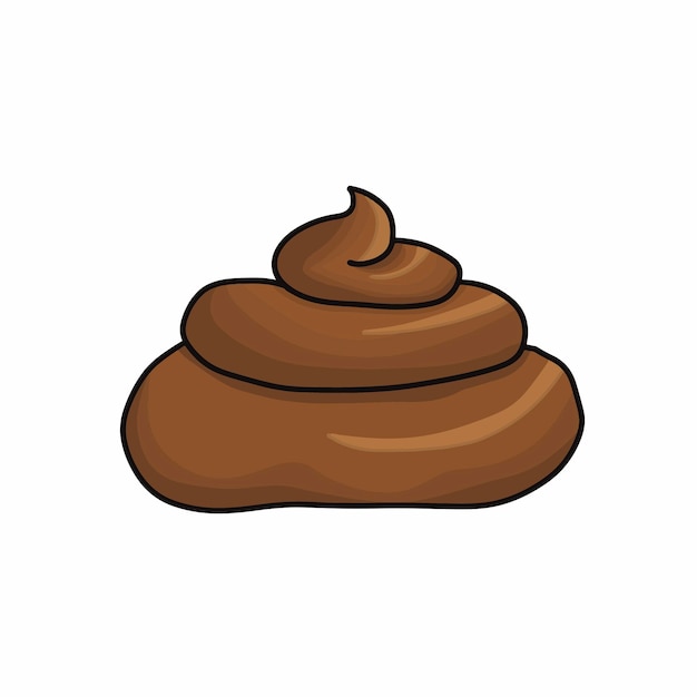 Brown poop vector illustration Pile of dog poo in flat cartoon style isolated on white background Funny excrement art