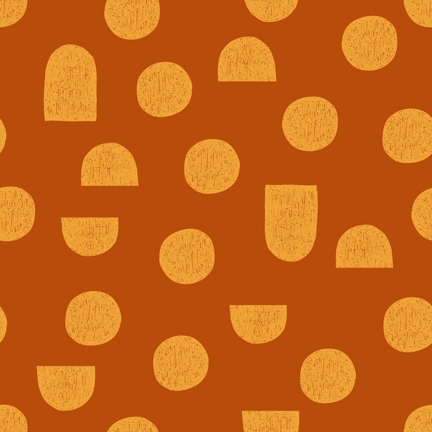 Brown seamless pattern with textured beige shapes