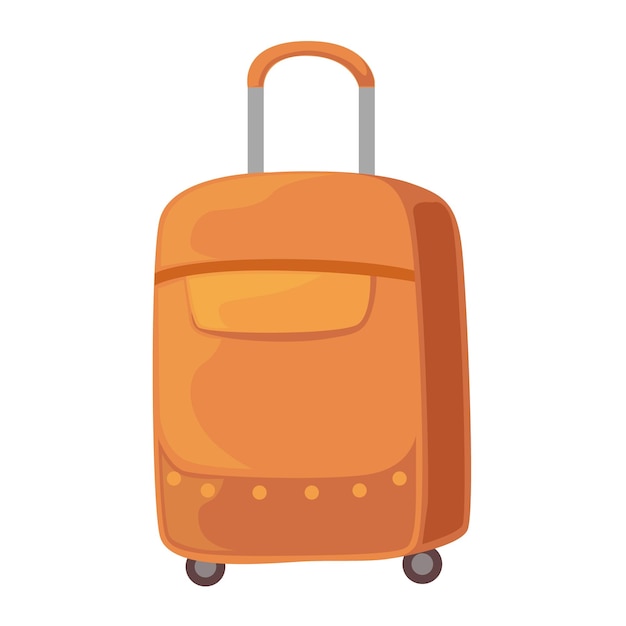 Brown Suitcase On Wheels With Telescopic Handle Item From Baggage Bag Cartoon Collection Of Accessories