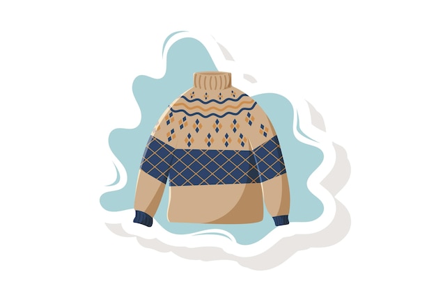 Brown Sweater Sticker Vector Illustration